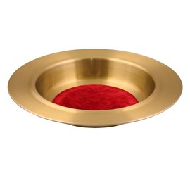 Mayur Exports Communion Ware | Communion Bowl | Church Collection Plate with Red Felt | Church Offering Plates | Church Donation Plate | Communion Supplies | Stainless Steel - Matte Gold Finish