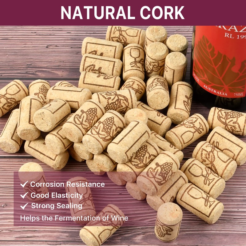 Aemygo 200 Pack Straight Wine Corks, #8 Natural Corks For