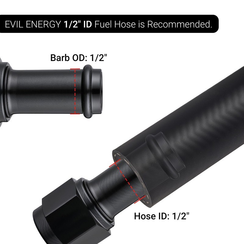 EVIL ENERGY 6AN Female to 1/2" Barb Hose Fitting Straight