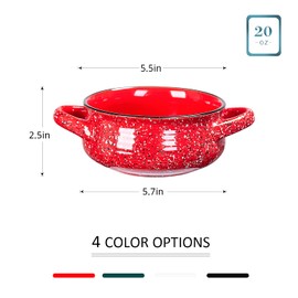 Cutiset 20 Ounce Speckled Glaze Ceramic Soup Bowls with Handles,for French onion, Soup, Chili, Set of 4