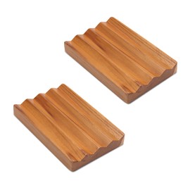Teak Seifenschale Holz von HTB, Holz dekorative Bad Seife Halter erhöhte Basis Design zu halten Seife trocken in Küche, Bad, Waschbecken, Badewanne (2pcs)