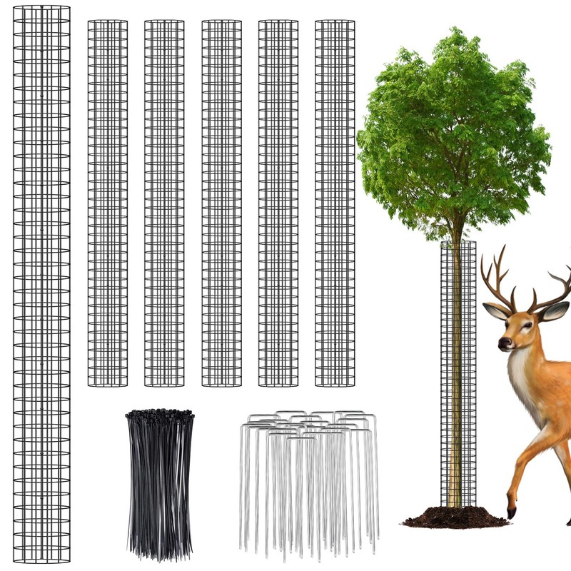 UJG 6PCS 48'' Metal Tree Protectors from Deer, Mesh Tree