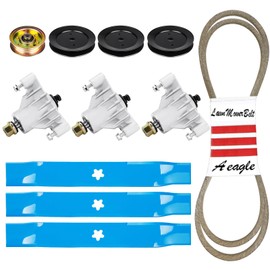 AEagle Mower 46” Deck Rebuild Kit for AYP Husqvarna 46 inch Decks, Craftsman Spindles 143651, Deck Pulleys 143651, Idler Pulley 131494, Blades 170698, Belt 144959
