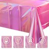 FunnyPars 4 Pack Iridescent Pink Plastic Tablecloths, FunnyPars Shiny Disposable