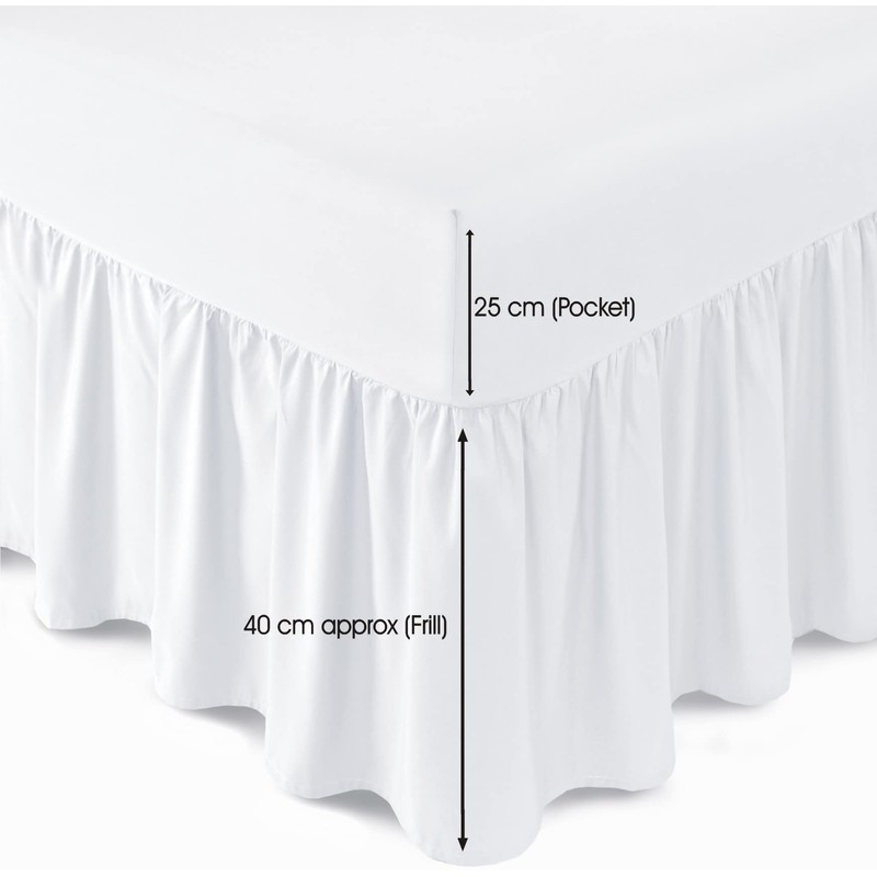 Bronwen Mathew Frilled Fitted Valance Sheet Extra Deep Single Bed