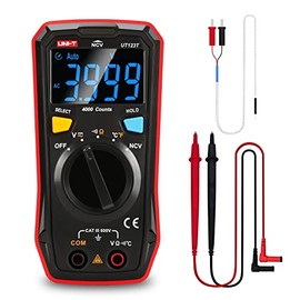 UNI-T Kit de multímetro residencial UT123T, voltímetro digital, medidor de ohmios, 4000 registros, de rango automático, NCV con cables de prueba y termopar