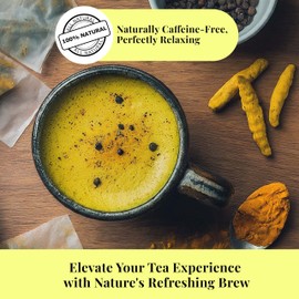 75 Premium Turmeric Tea Bags, Te de curcuma, Pure Turmeric Black Pepper Tea Blend, No Sugar, No Gluten, Caffeine Free, Non-Gmo, Pack of 1