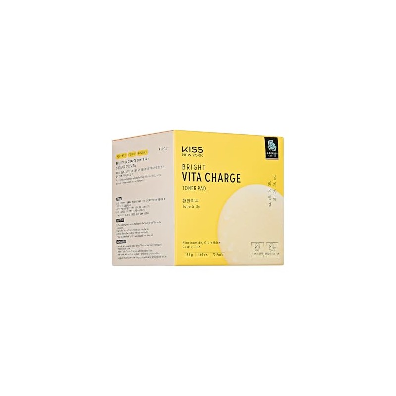 KISS NEW YORK Bright Vita Charge Toner Pads 70 Count