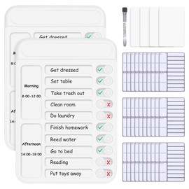 2Pcs Chore Chart for Kids to Do List Checklist Board Detachable Message Slider Schedule Planning Boards with 30Pcs Blank Checklist 4Pcs Cardstock for Habit Tracker or Daily and Weekly Planner