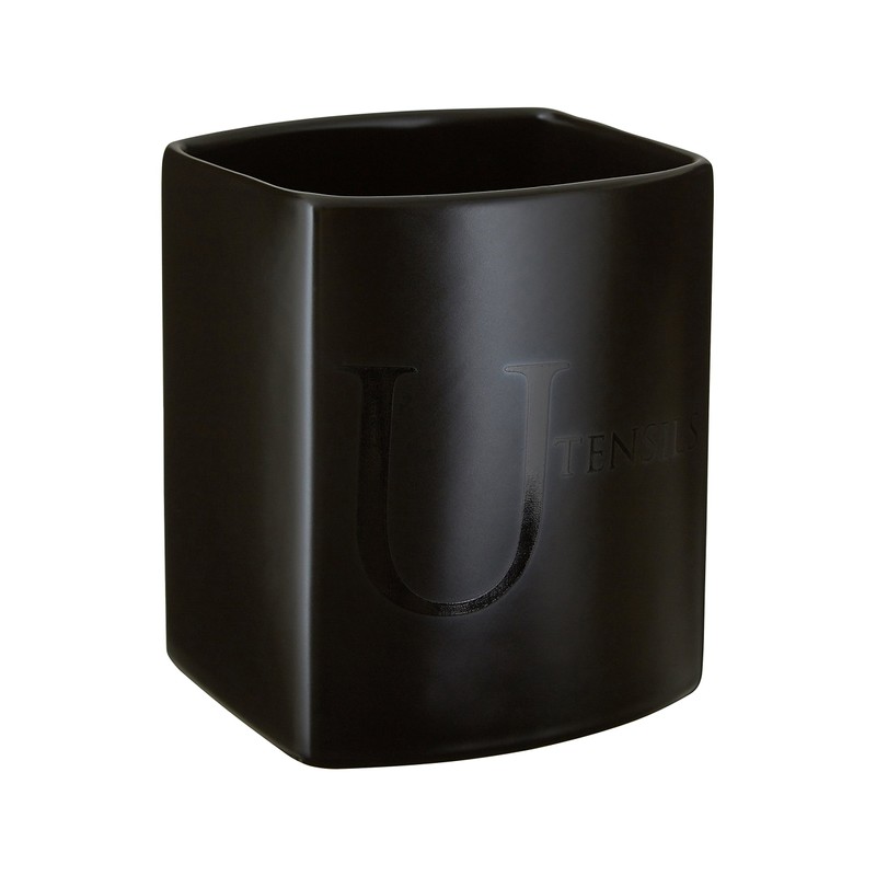 Premier Housewares Text Utensil Holder - Black,W10 X D9 X