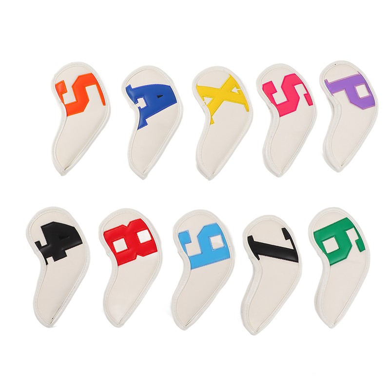 10pcs set PU Waterproof Golf Club Iron Cover Fine Sewing