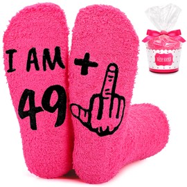 Teniinet Funny 50th Birthday Gift Ideas for Women - Unique & Thoughtful Presents for Her, Special Socks to Celebrate Turning 50(Pink)