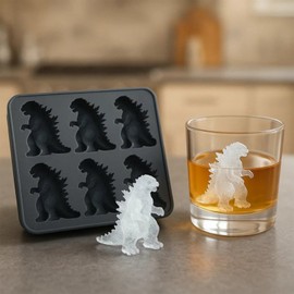 Piegricdiat Dinosaur Ice Cube Mold, 6-Cavity Silicone Ice Tray, Fun Dinosaur Shaped Ice Maker for Parties & Cocktails, Easy Fill & Release (Black)