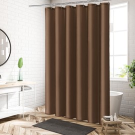 MitoVilla Brown Shower Curtain Liner for Rustic Vintage Bathroom Decor, Waterproof Fabric Shower Curtain Liner Set with Plastic Hooks, Soft Cloth & Hotel Quality, 72" W x 72" H