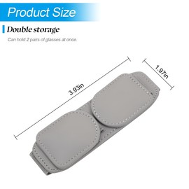FALVFUN Car Sun Visor Sunglass Holder, PU Leather Magnetic Vehicle Eyeglass Hanger Double Clip, Automotive Interior Glasses Hanging Mount Accessories, Universal for SUV Sedan Truck (Gray)