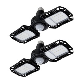 ZONE INDUSTRY CORP. 2 Pack 30W Motion Sensor LED Garage Light, 3000 Lumen Deformable Ceiling Lights with 2 Adjustable Panel, 5000K Daylight, E26 Bulb Socket for Workshops, Garage, ETL Certified