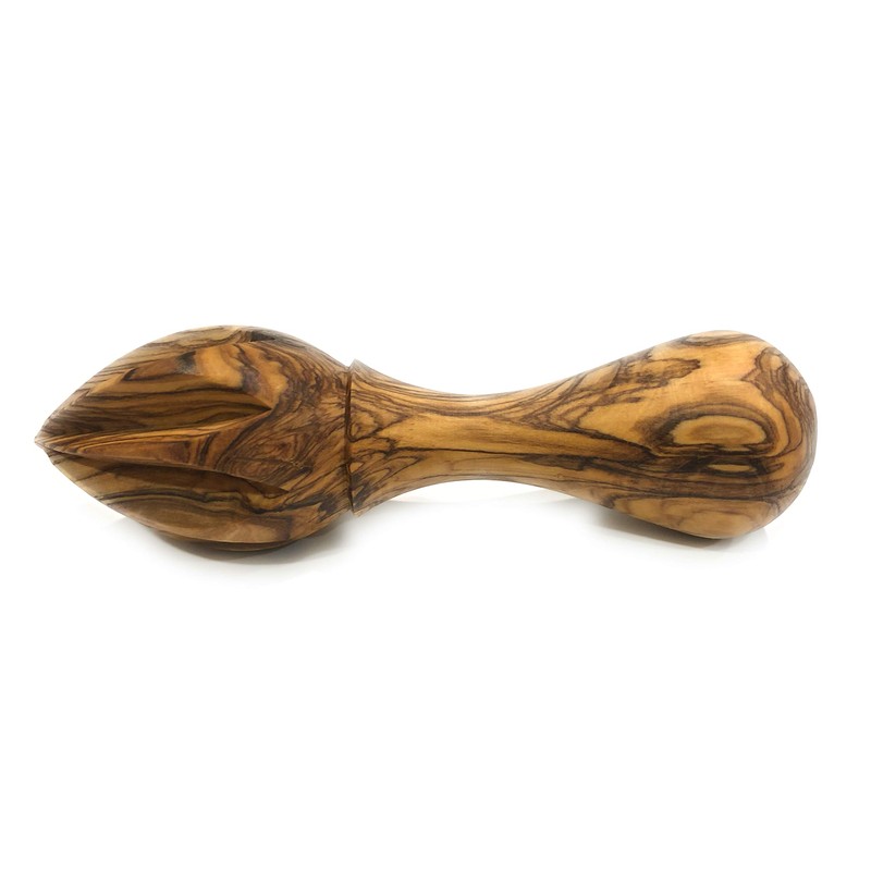 Hand Crafted Solid Olive Wood Lemon Squeezer with Unique Grain
