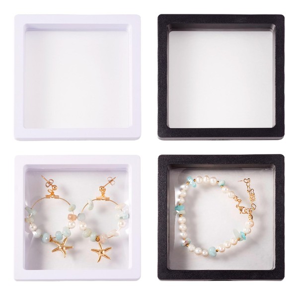 Boutigem 6Pcs 3D Floating Display Case Transparent PE Film Jewelry