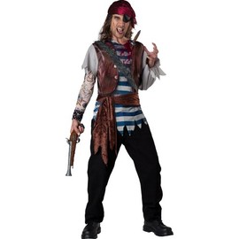 Fun World InCharacter Costumes Men's Dead Man's Chest Pirate Costume, Black/Red, Medium