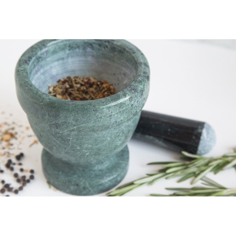 Fox Run Marble Mortar and Pestle, Green, 4"