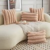 Neelvin Camel Faux Fur Cozy Soft Striped Decorative Throw Pillow