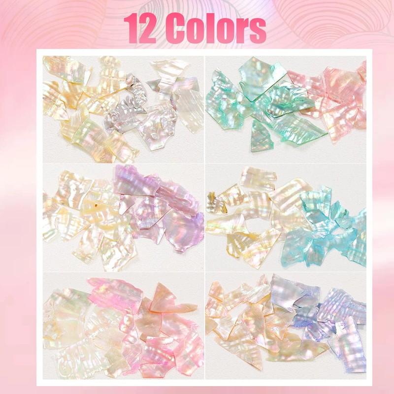 Shelf Lake 12 Color Set Nail Shell Parts, Thin, Natural