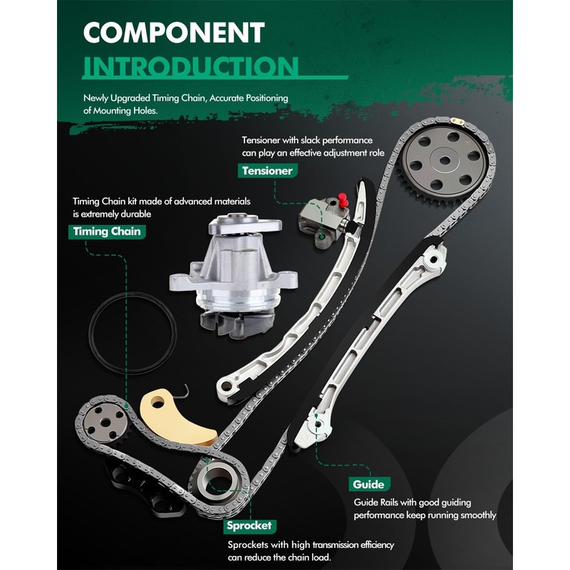 SCITOO Engine Timing Chain With Water Pump Kit Replaces for