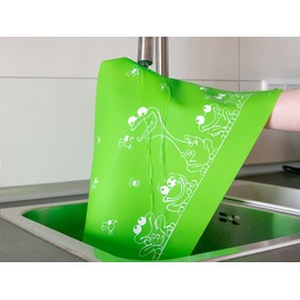 Dinomio Tischunterlage und Platzdeckchen für Kinder aus Silikon mit Frosch - rutschfest, abwischbar, 40 x 30 cm, grün