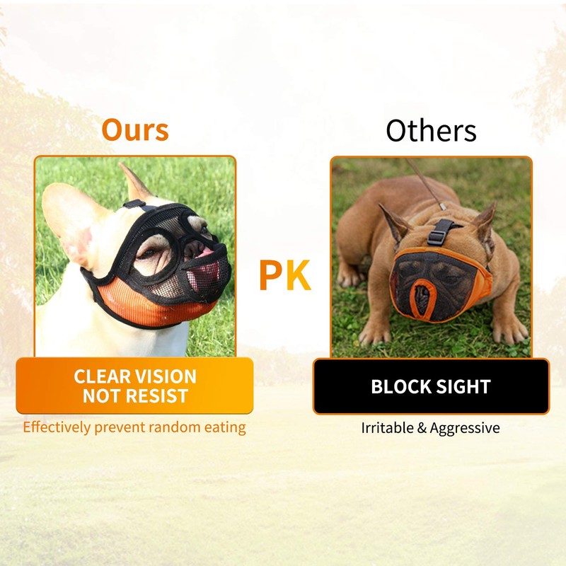 Short Snout Dog Muzzle - Adjustable Breathable Mesh Bulldog Muzzle,