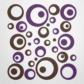 WANDfee® Wall Tattoo, Circles, Dots, 50 Stickers, Colour Choice For Children's Bedroom, Living Room, Hallway, Bathroom, Kitchen, Tile Stickers, purple