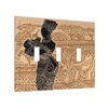 African Woman 3 Gang Triple Wall Plate Zebra Elephants Decorative