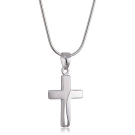 Vinani Cross Pendant Shiny with Snake Chain 925 Sterling Silver Italy, AKY S 0