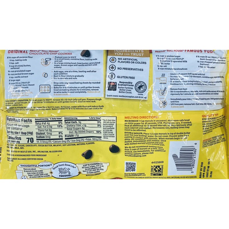 Nestlé Nestle Toll House Semi Sweet Morsels Baking Chocolate Chips