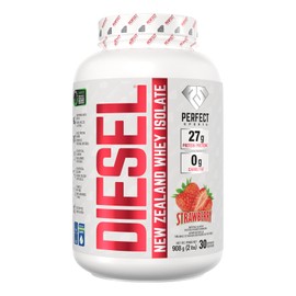 Perfect Sports DIESEL Zealand Whey Isolate Strawberry 2 lb  Fresa natural sin azúcares añadidos, ideal para batidos ligeros                           