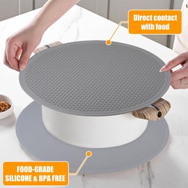 Silicone Microwave Mat Round 12 Inch, Microwave Food Cover, Multi-Purpose Hot Pad, Silicone Trivet, Pot Holders for Kitchen, Non-Slip Heat Resistant Silicone Mat for Microwave, Oven, Hot Pot [ 2 Pack]