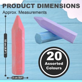 Navoys 20pcs Chunky Jumbo Chalk Sticks 10.5cm 4” Bright Washable Sidewalk, Pavement, Driveways, Blackboard, Chalkboard Colourful Chalk Great for Outdoor Wall Murals, Games