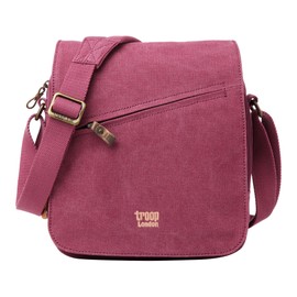Troop London TRP0238 Classic Canvas Across Body Bag Burgundy
