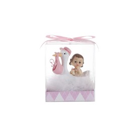 Mega Favors Keepsake Figurine 12 pcs Stock Carrying Pacifier with Baby Girl | Awesome Decorations or Party Favors | for Pregnancy Announcements, Gender Reveals, Birthday and Special Celebrations