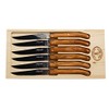 Jean Dubost 6 Steak Knives with Rustic Range Olive Wood