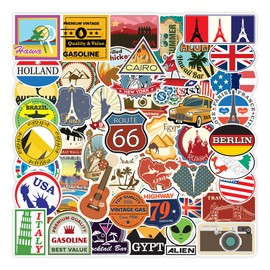 Travel City Sticker Set, 100 Pieces, Waterproof, Brand Stickers, Suitable for Suitcases, Cars, Motorcycles, Helmets, Skateboards, Guitars, Others