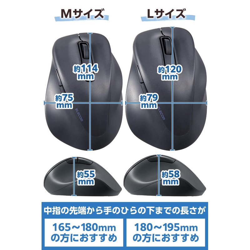 Elecom M-XGM30DBSKABK EX-G Wireless Mouse, 2.4 GHz, Silent, Medium Size,