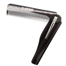 GB KENT Kent British Royal Warrant Luxury Handmade Hair Comb 6.6 inches Folding Pocket Comb with Clip Comb Hairbrush Portable Compact Natural Anti-Static Smooth Fine Teeth 20TG (Gray)