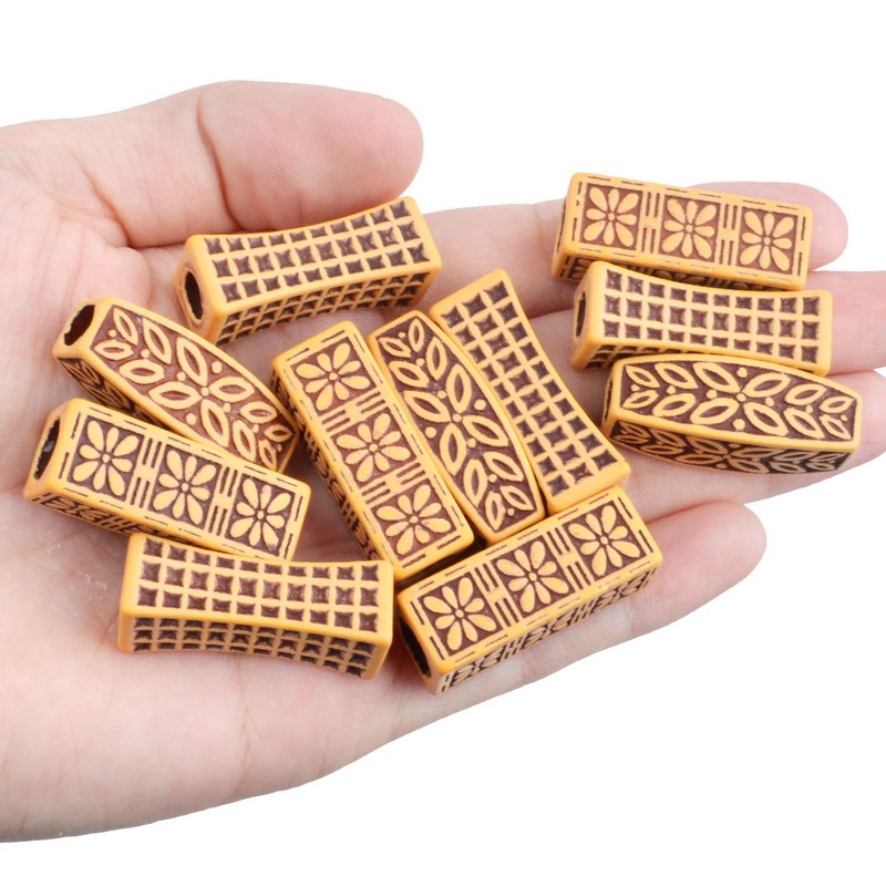 Hair Beads for Dreadlocks, 60pcs Imitation Wooden Hair Beads Braids