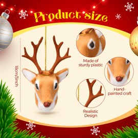Sosation 3 Pack Christmas Realistic Brown Deer Antler 3 Inch Plastic Point Buck Hunting Christmas Tree Ornament for Home Xmas Tree Decor