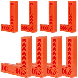 8Pcs 90 Degree Positioning Squares 4 Inch/3 Inch Right Angle Clamps Reusable Plastic L-Type Fixing Clamp Corner Clamping Woodworking Tool Picture Frame Cabinet Drawer(orange)