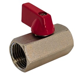 Lumonic Hexagonal ball valve with toggle handle, 1/4 inch, 2 x internal thread, chrome-plated brass, shut-off valve, for compressed air, workshop