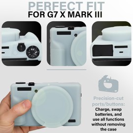 STSEETOP Camera Case for Canon PowerShot G7X Mark III - Protective Silicone DSLR Skin with Lens Cover, Detachable Cage, Shockproof, Dustproof (Jelly Green)