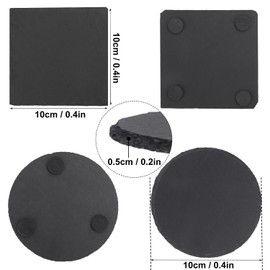 60 Pack 4 Inch Slate Coasters,Coasters for Drinks, Black Stone Coasters with Anti-Scratch Bottom, Ideal for Home Decor, Bar, Housewarming Gifts, and Laser Engraving KUKLIPJIM