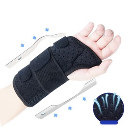 LHMNLU Muñequera ortopédica ajustable con 2 placas de aluminio extraíbles, flexible, ligera y transpirable, muñequera ortopédica para hombres y mujeres, adecuada para dolor, túnel carpiano, artritis, fracturas y más. (mano derecha, Negro)