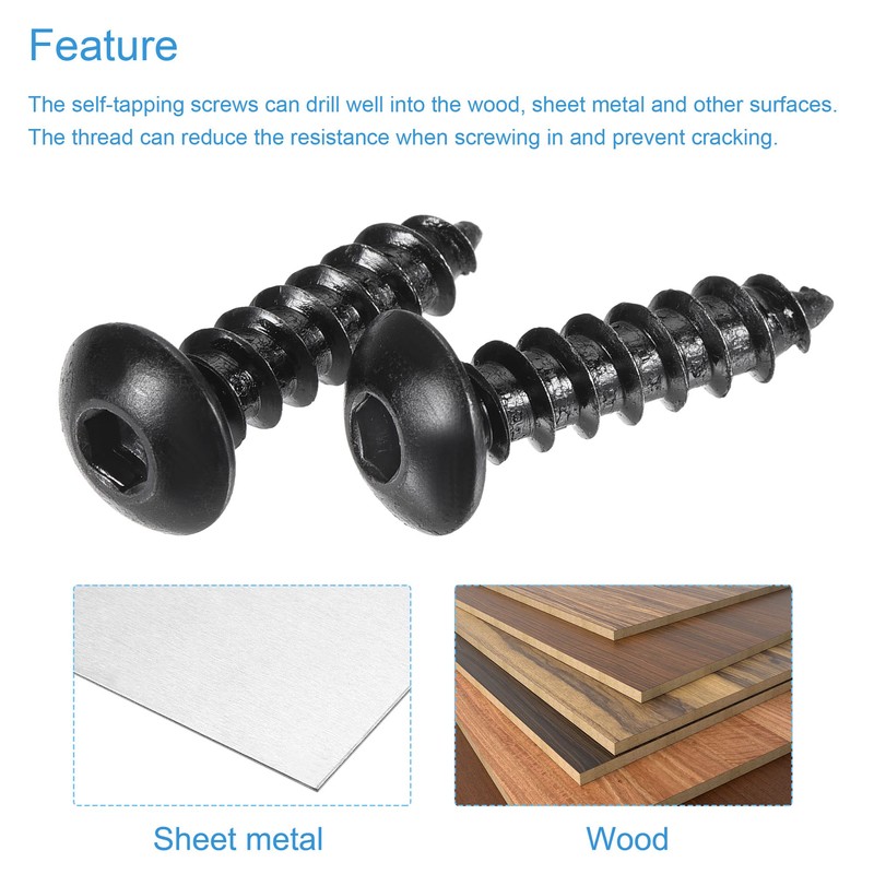 sourcing map Hex Socket Self Tapping Screws, M5 x 20mm